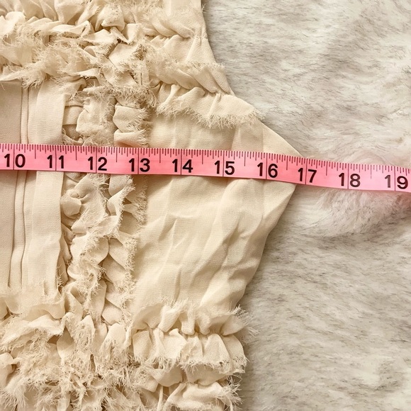 Forever 21 Vintage Cream Rosette Ruffle Pleated Dress Size Small - Picture 7 of 8